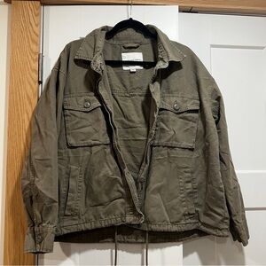 American Eagle Olive Green Jacket with Black Trim
